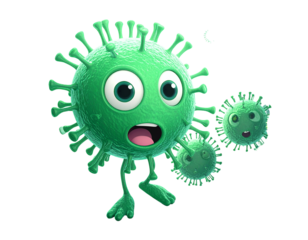 3d cartoon viruses, germ, pathogen. 3d illustration 
