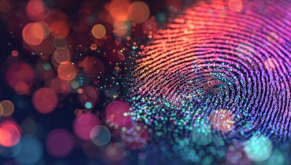 Colorful Fingerprint Pattern on Abstract Background