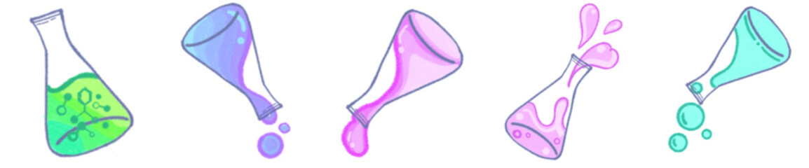 Hand Drawn Erlenmeyer Flask PNG for Scientific Experiment Design