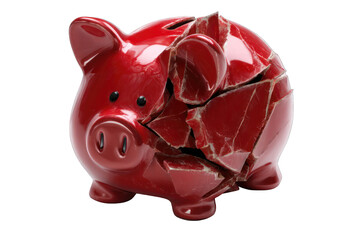 Broken red piggy bank
