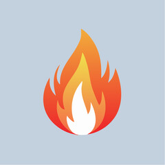 Stylized flame icon, orange and white, simple design, graphic element.