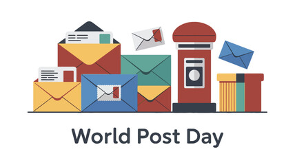 World Post Day Flat Vector Illustration 