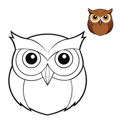 A detailed brown owl eye coloring page featuring the owl’s intense gaze, intricate feathers, and sharp textures, perfect for a relaxing, creative coloring experience.
