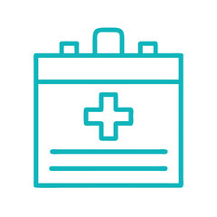Blue minimalist first aid kit icon on black background