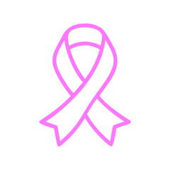 Pink awareness ribbon icon on transparent background for Breast Cancer Month  