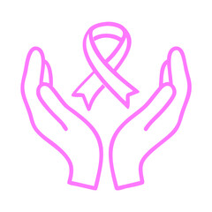 Hands holding pink awareness ribbon for Breast Cancer Awareness Month