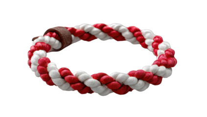 Red and white braided bracelet (2)