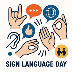 International Day of Sign Languages Flat Vector Illustration with Hands