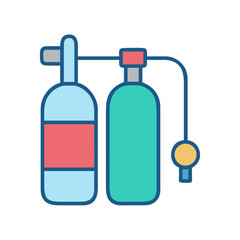 Two diving tanks connected in a simple flat illustration