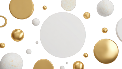 Abstract circles in gold and white on black
