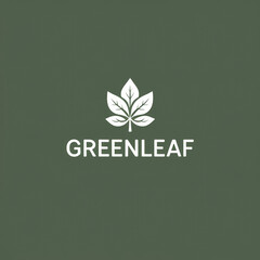 A minimalist logo featuring a white leaf design with the word "GREENLEAF" below it.