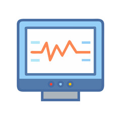 Medical monitor displaying heartbeat signal on a white screen