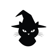 Black cat wearing witch hat icon