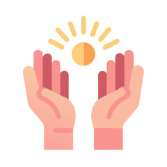 Hands holding sun illustration representing hope and positivity