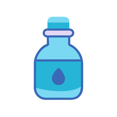 Blue bottle icon with water droplet illustration flat style