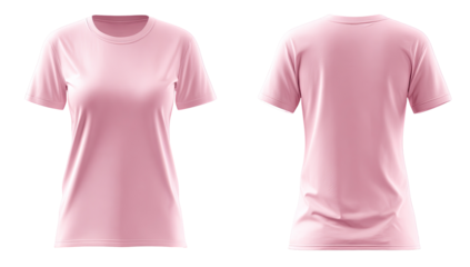 Front and back view of a light pink women's t-shirt