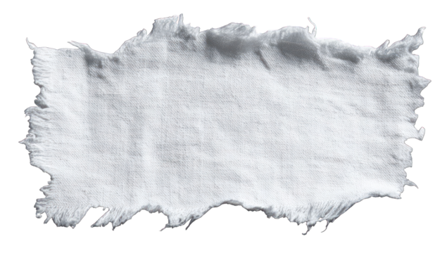 A piece of frayed white fabric