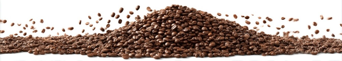 Obraz premium Scattered brown seeds/grains against white background