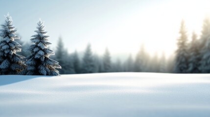 Fototapeta premium Tranquil winter scene snowy forest nature photography serene landscape panoramic view winter wonderland concept