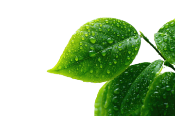 Close-up of a vibrant green leaf covered in water droplets