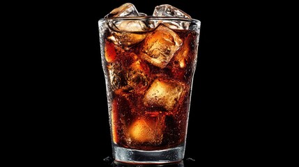 Close-up of a glass of cola with ice cubes (1)