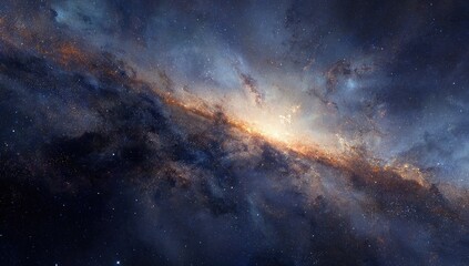 Naklejka premium Cosmic nebula, swirling clouds of light and dark