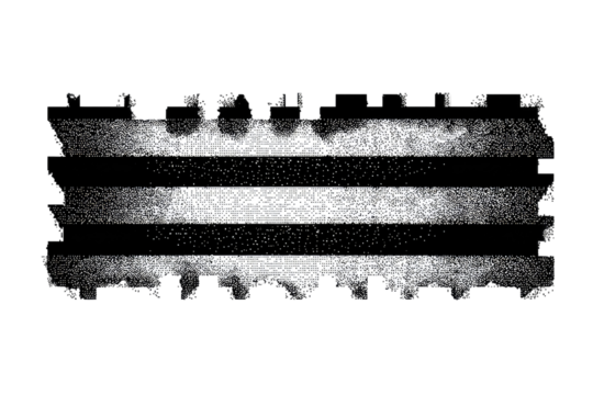 Abstract monochrome image of horizontal stripes, textured with speckled, irregular patterns