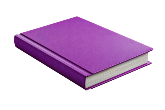 Purple book, closed, angled view