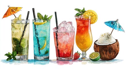 Fototapeta premium Colorful tropical cocktails