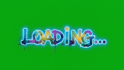 Colorful Neon Loading Text Animation on Green Screen Chroma Key Background. - Powered by Adobe