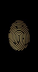 Gold Fingerprint Icon on Black Background