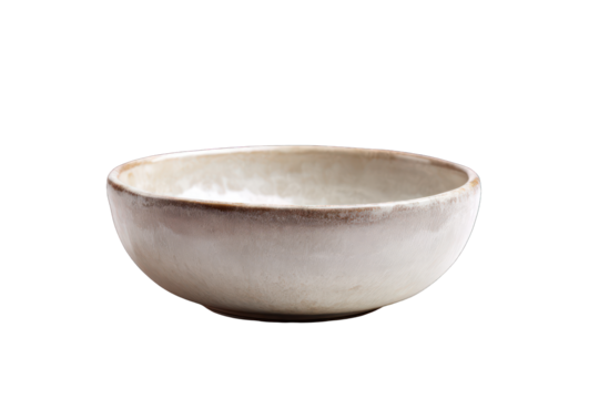 Round shallow ceramic bowl, light beige with subtle brown shading