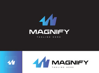 Letter M and W Magnify Modern Abstract Logo  Futuristic Tech Brand Identity