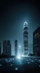 Cityscape Network: Modern Skyline, Tech, Urban Architecture