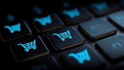 Shopping cart keys on computer keyboard