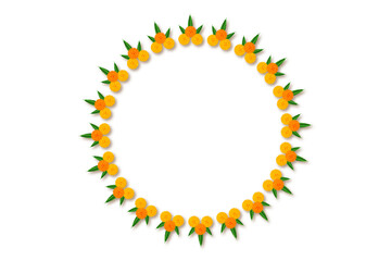 Marigold circle mandala garland Decoration: traditional festival dussehra, Diwali, celebration, wedding, floral on transparent background, PNG image vector design
