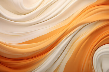 Orange chiffon fabric flowing on cream chiffon fabric background
