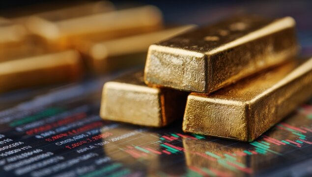 Gold bars atop a financial chart (1)
