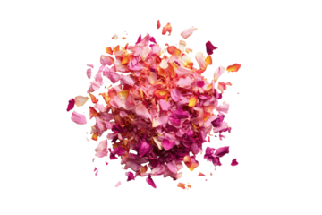A cluster of rose petals, vibrant and colorful