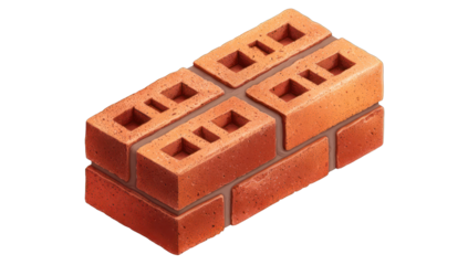 A single, three-dimensional, terracotta brick