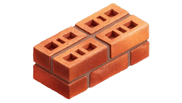 A single, three-dimensional, terracotta brick