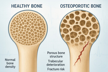 Healthy Bone vs Osteoporotic Bone - Illustration [Illustration]