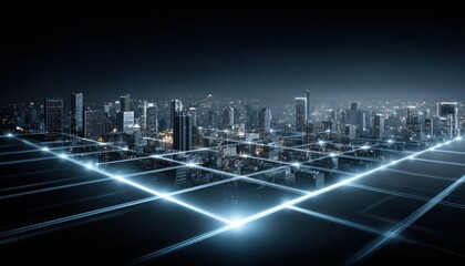 Smart City Network, Data Connection, Digital Cityscape