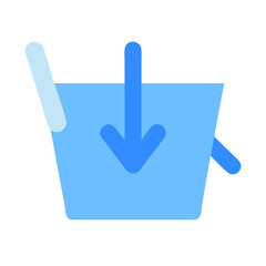 Blue download icon into shopping basket on black background