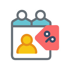 Employee discount program flat icon design on black background