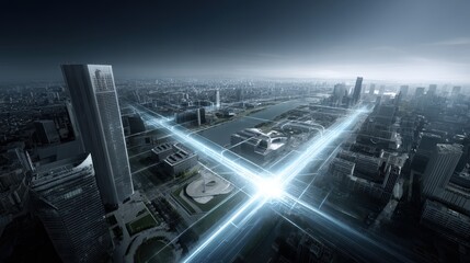 Smart City Tech: Futuristic Urban Network Data Visualization