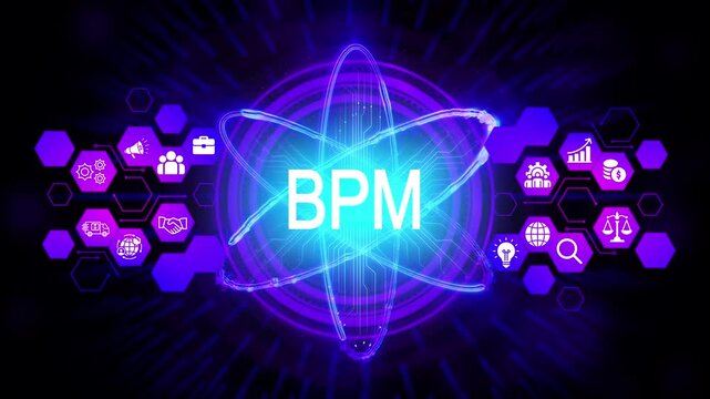 Business Process Management B P M Concept Abstract Neon Digital Illustration Futuristic Technology Background Visualization Data Analysis Workflow Optimization Innovation Strategy Digital