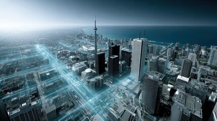 Toronto Skyline, Urban Tech, Cityscape, Data, Future City