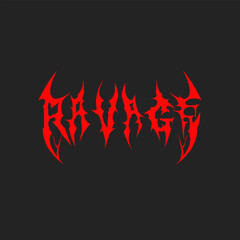 Ravage logo design in sharp red tribal gothic style, perfect for metal bands, tattoos, or dark streetwear art.