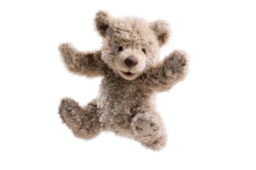Cute teddy bear in a joyful pose